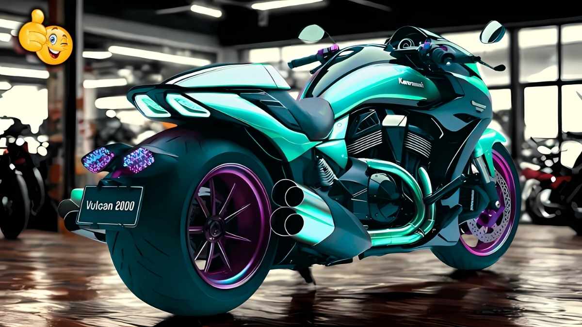 Kawasaki Vulcan 2000 का 2052cc का V-Twin इंजन और LED हेडलाइट्स और टेललाइट्स